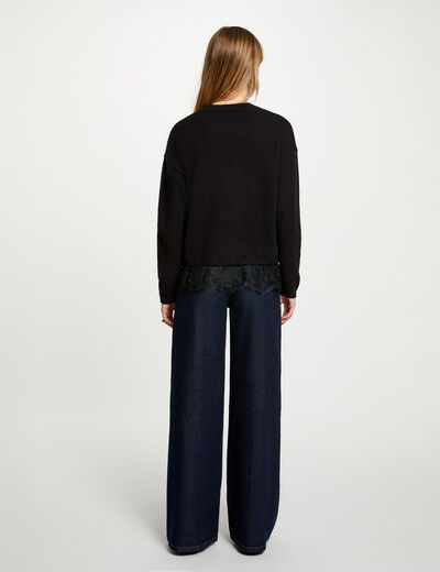 Pull col rond noir femme