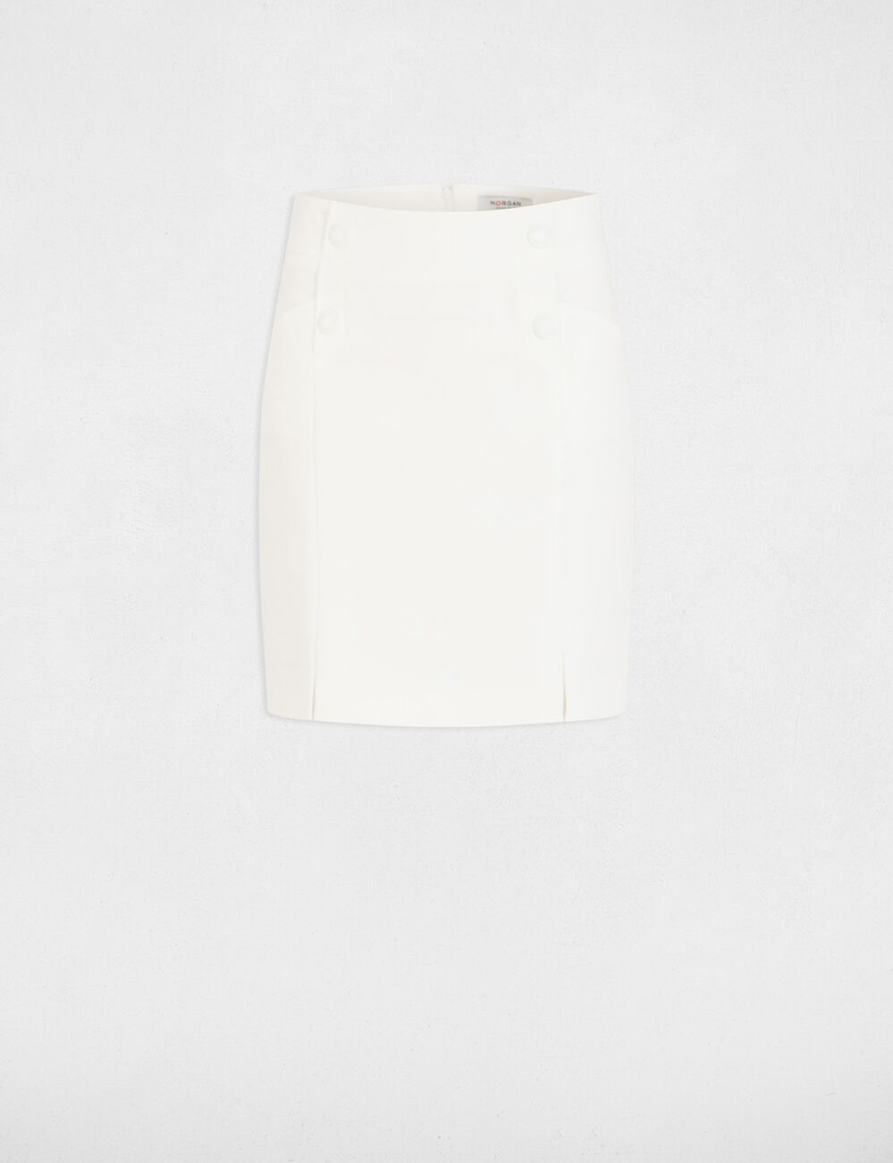 Jupe courte &agrave; boutons ivoire femme