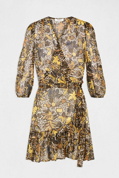 Robe portefeuille imprimé végétal multico femme