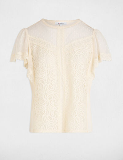 T-shirt manches courtes ecru femme