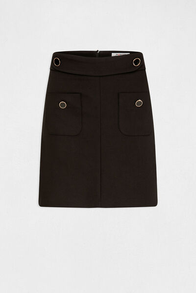 Jupe droite avec boutons noir femme