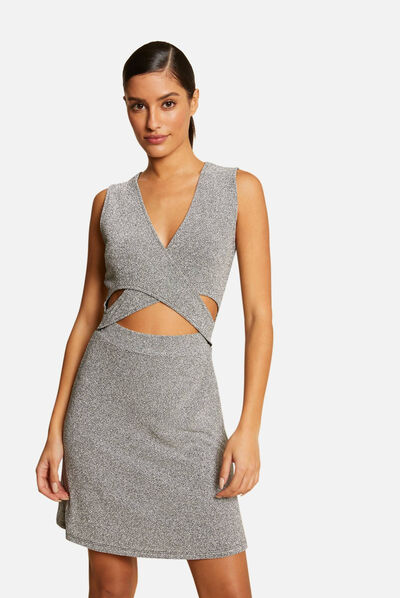 Robe ajustée avec ouvertures argente femme
