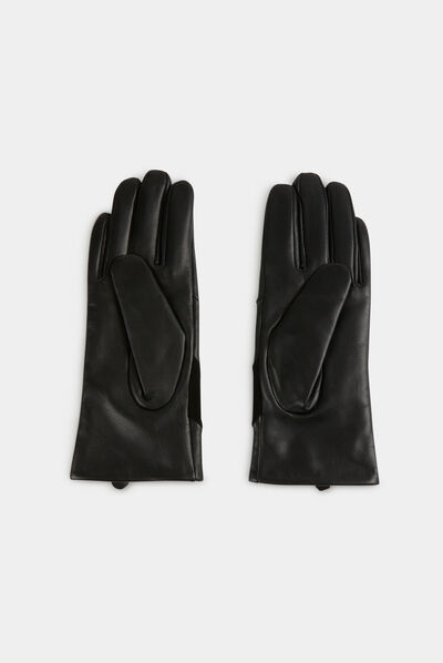 Gants en cuir noir femme