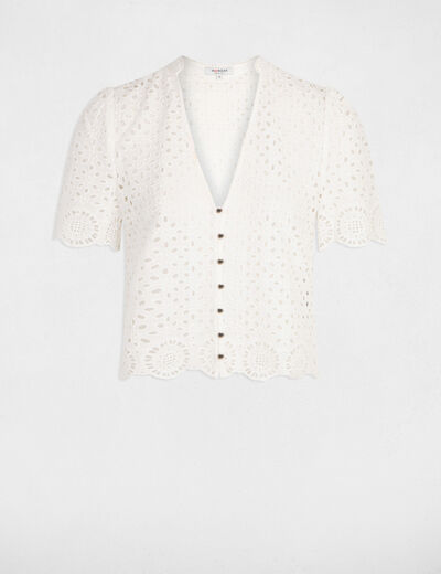 Chemise broderie anglaise ecru femme