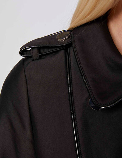 Trench droit ceintur&eacute; noir femme