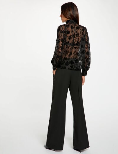 Pantalon droit satin noir femme
