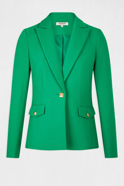 Veste city cintrée manches longues vert femme
