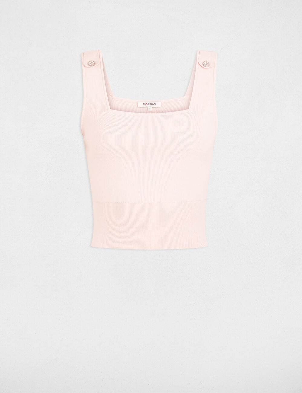 D&eacute;bardeur ajust&eacute; encolure carr&eacute;e rose pastel femme