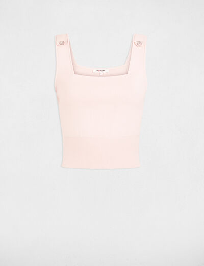 D&eacute;bardeur ajust&eacute; encolure carr&eacute;e rose pastel femme