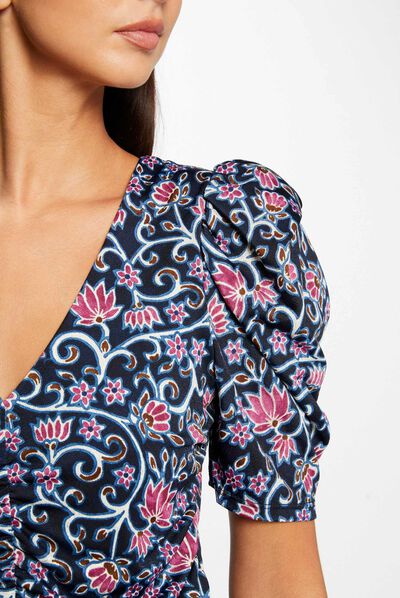 T-shirt manches courtes imprimé floral multico femme