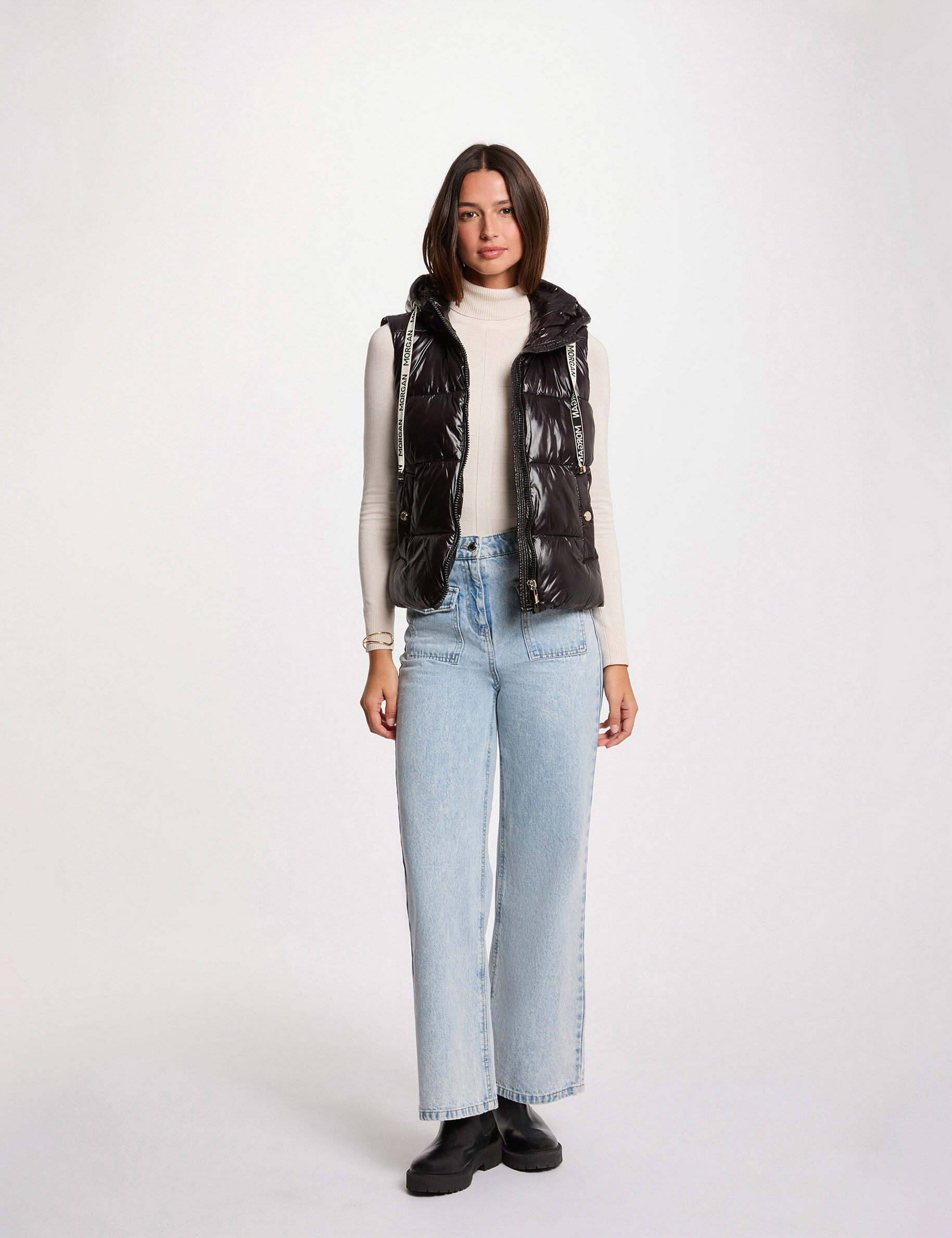 Doudoune aspect vinyle femme