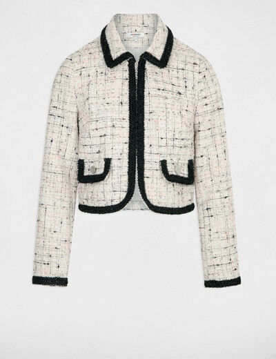 Veste cintrée tweed ivoire femme