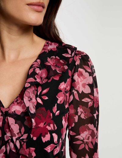 Blouse col v volants multicolore femme