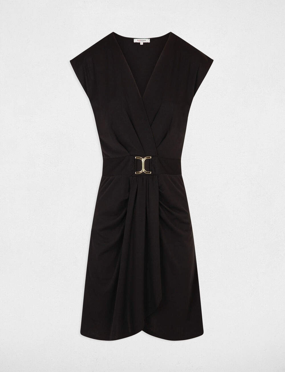 Robe courte portefeuille noir femme