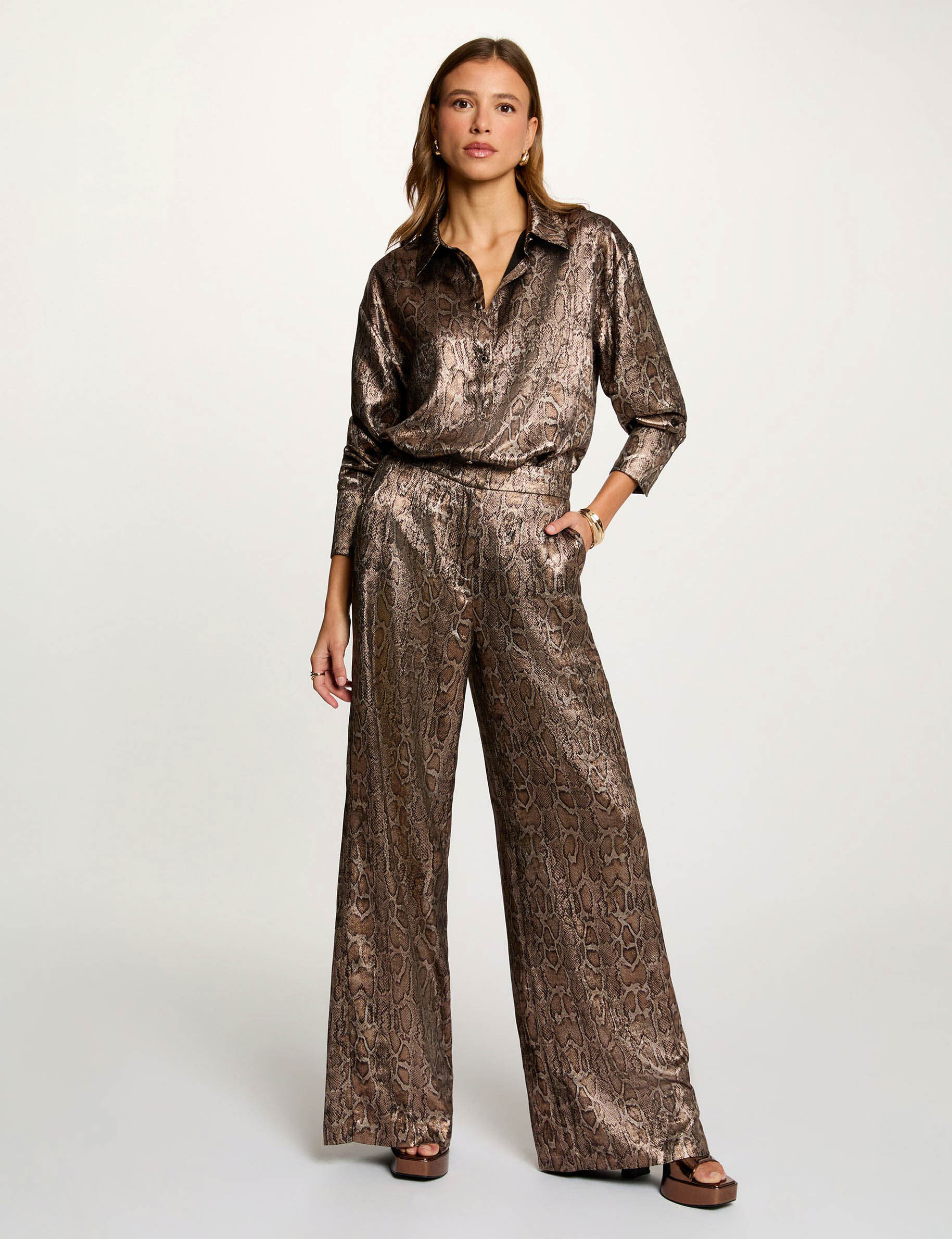 Pantalon large satiné femme