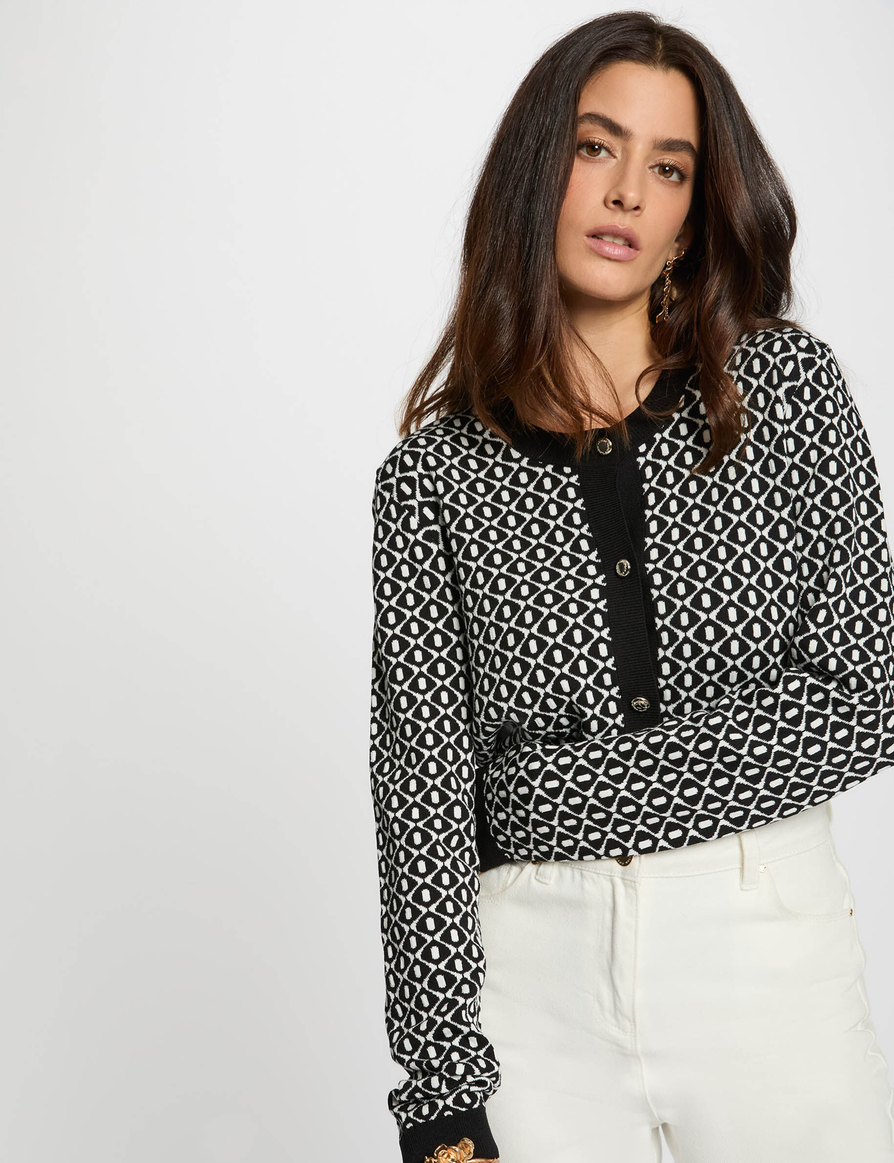 Gilet court jacquard femme