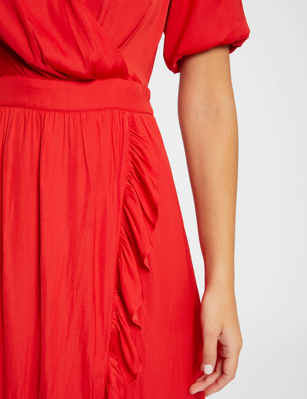 Robe longue portefeuille orange fonc&eacute; femme