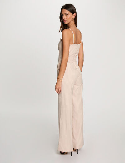 Combinaison longue rayée rose clair femme