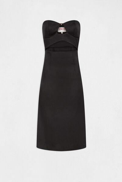Robe midi trapèze sans manches noir femme
