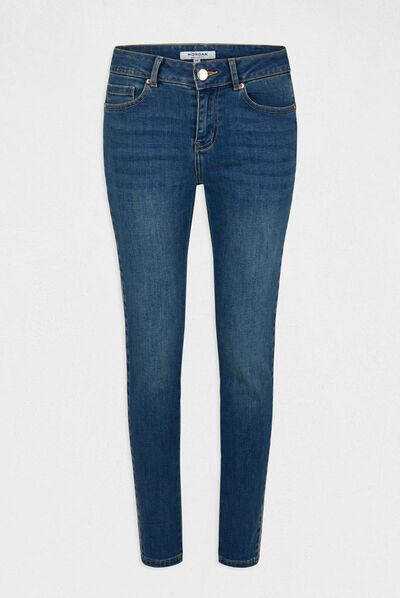 Jeans slim avec bandes strass jean stone femme