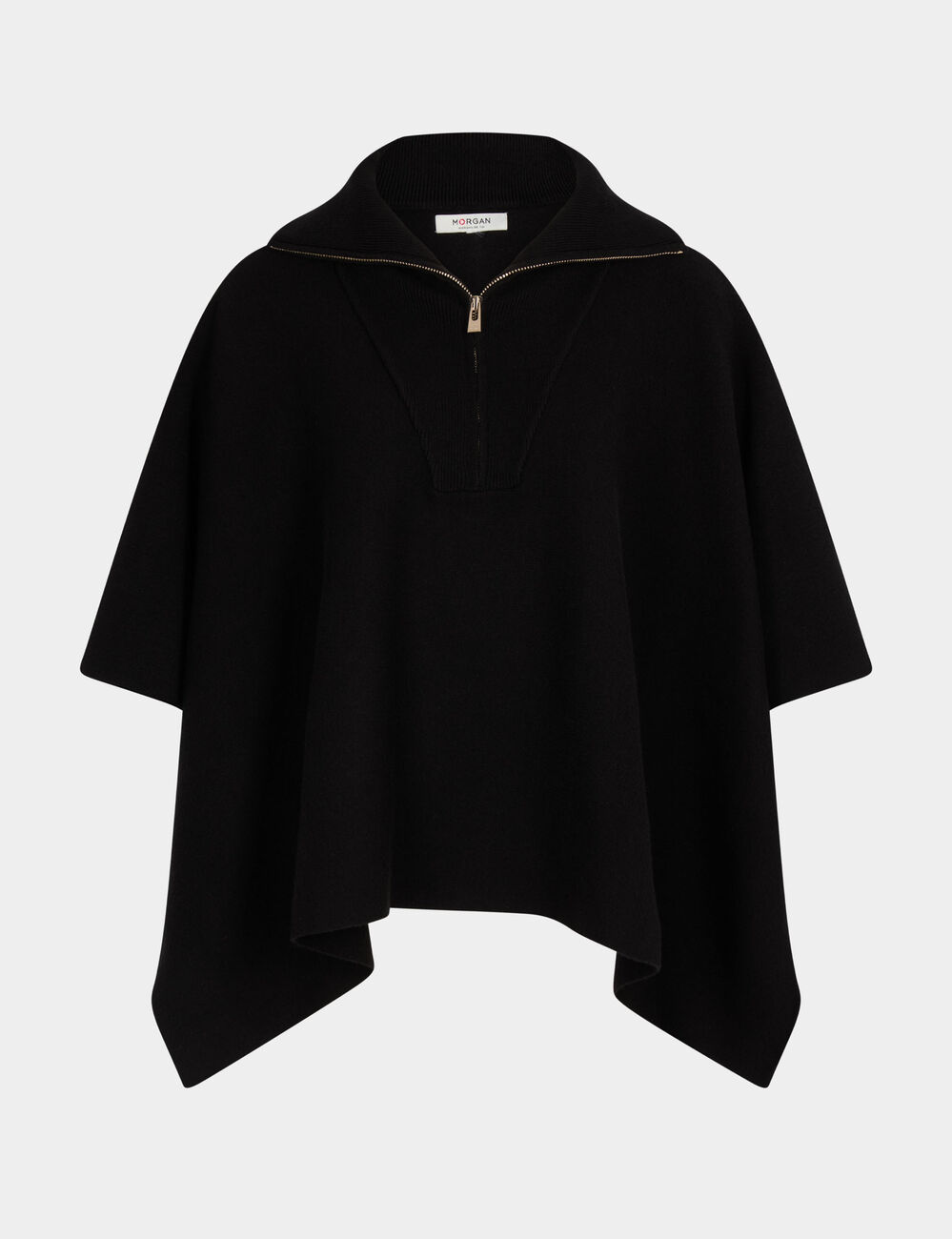 Poncho col ouvert noir femme