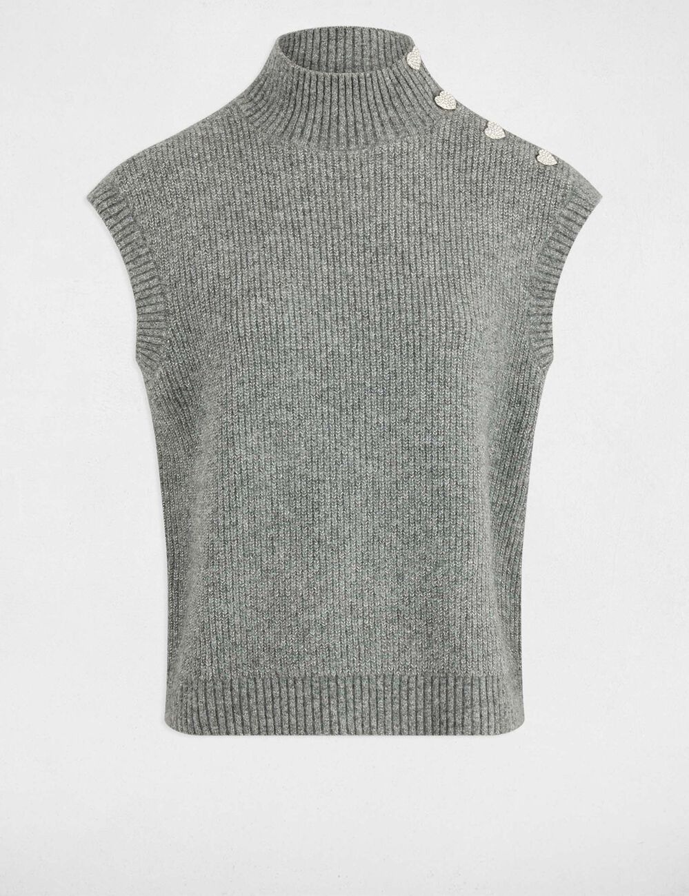 Pull sans manches gris fonc&eacute; femme
