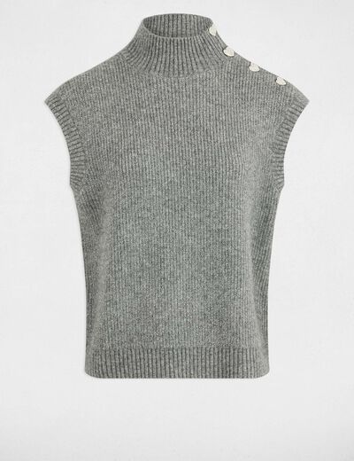 Pull sans manches gris fonc&eacute; femme
