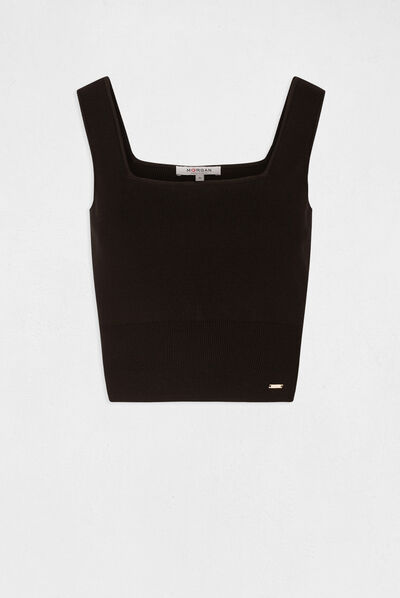 Débardeur pull bretelles larges noir femme
