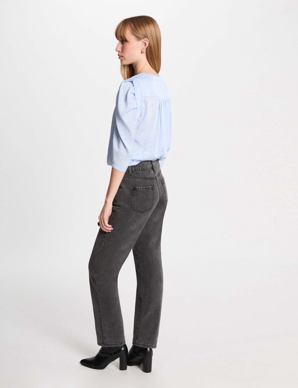 Chemise manches 3/4 bleu ciel femme