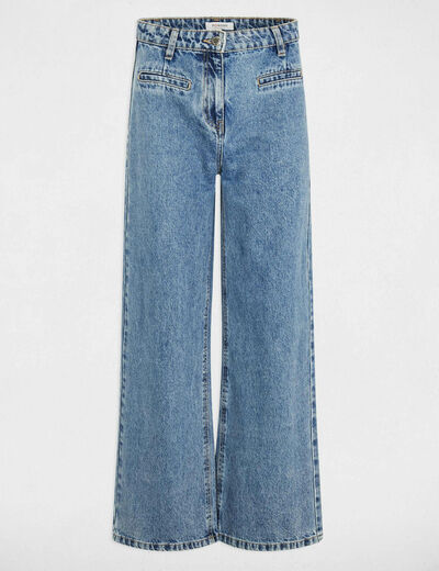 Jeans jambe large denim double stone femme