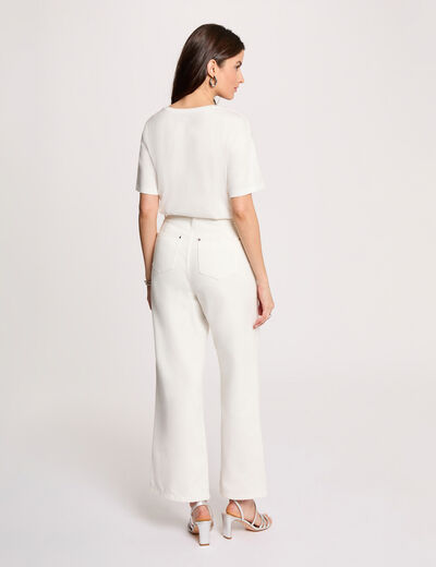 T-shirt droit col rond blanc femme