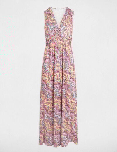 Robe longue droite imprimée multicolore femme