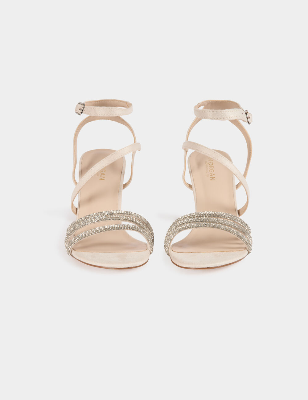 Sandales &agrave; strass beige femme