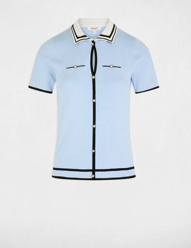 pull col polo manches courtes bleu ciel femme Pull col polo manches courtes bleu ciel femme