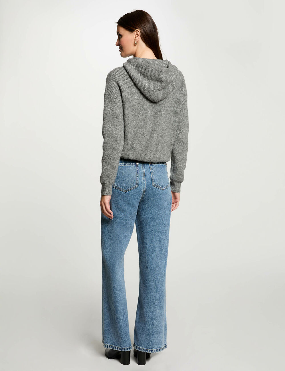 Pull à capuche gris moyen femme
