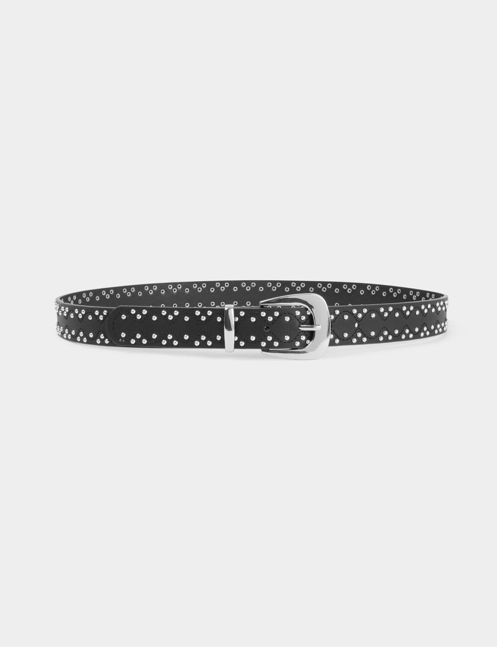 Ceinture fine clout&eacute;e noir femme