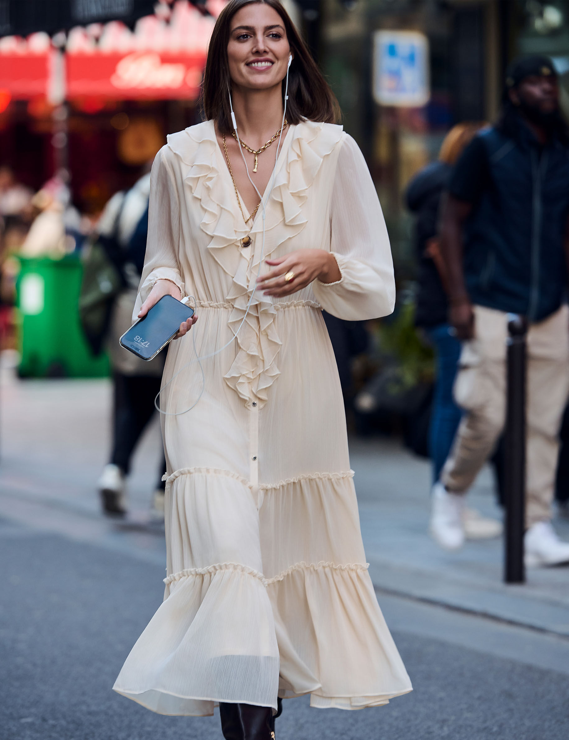 Robe longue fluide creme femme - vue 1