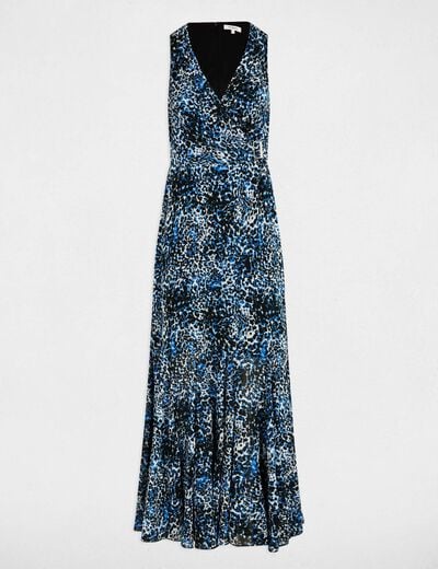 Robe longue droite imprimée multicolore femme