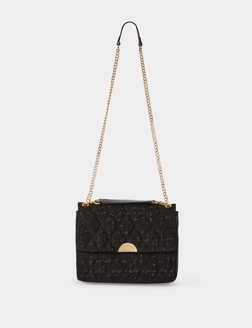 Sac tweed m&eacute;tallis&eacute; noir femme
