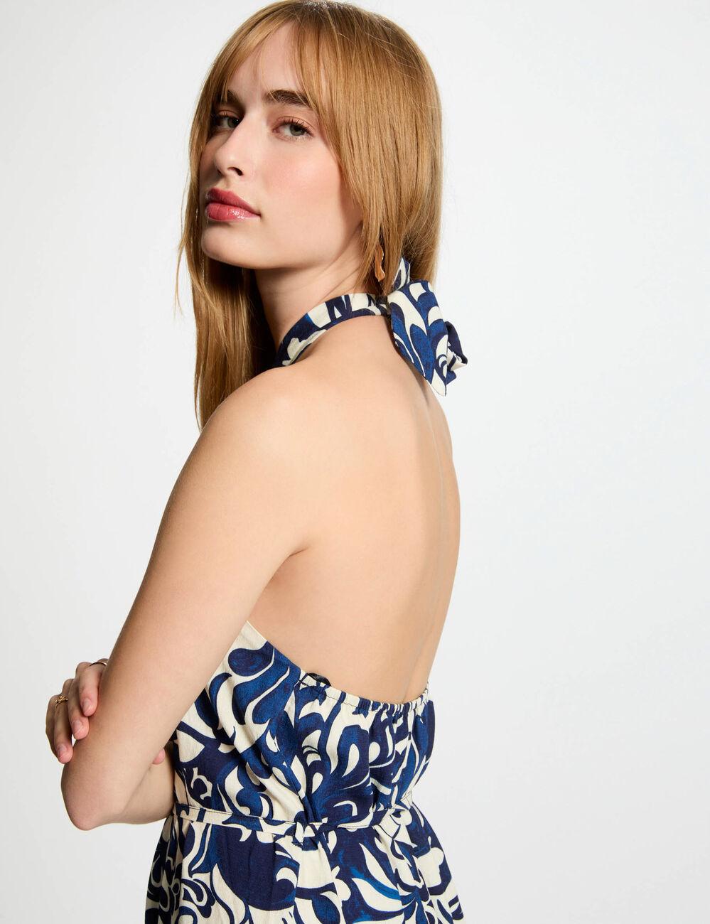 Robe longue droite imprimée multicolore femme