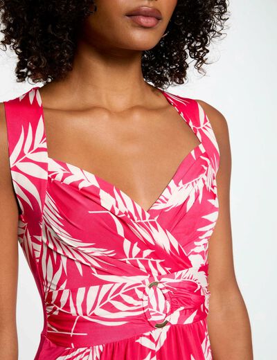 Robe courte évasée imprimée multicolore femme