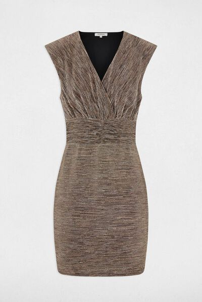 Robe ajustée fils métallisés dore femme