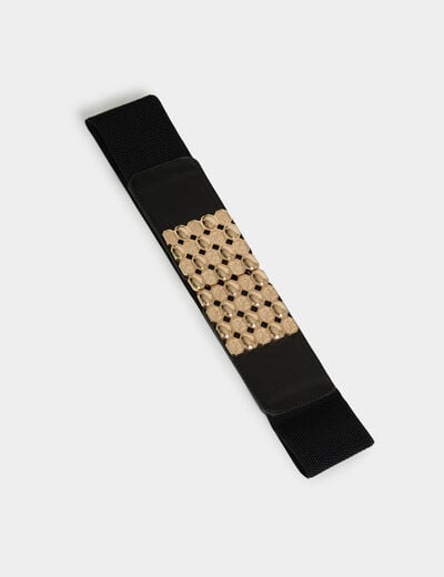 Ceinture large similicuir noir femme