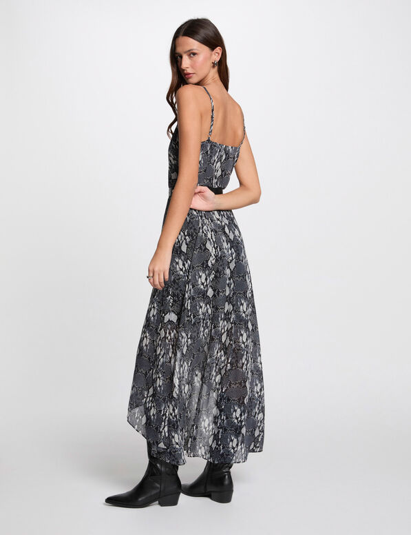 robe longue fluide imprimee multicolore femme Robe longue fluide imprimée multicolore femme