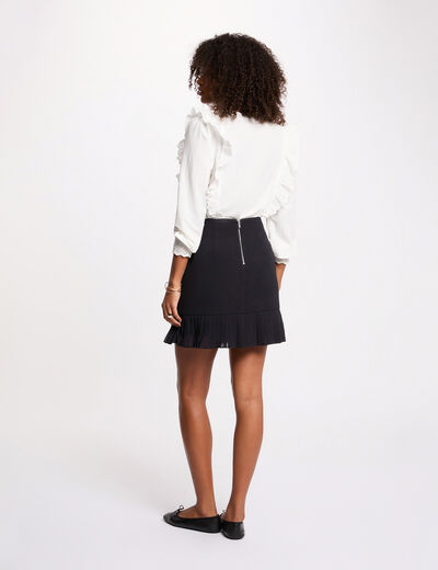 Jupe courte pliss&eacute;e bleu marine femme