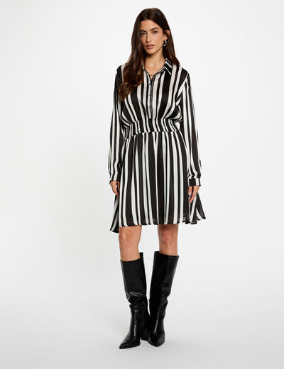 Robe droite ray&eacute;e asym&eacute;trique multicolore femme