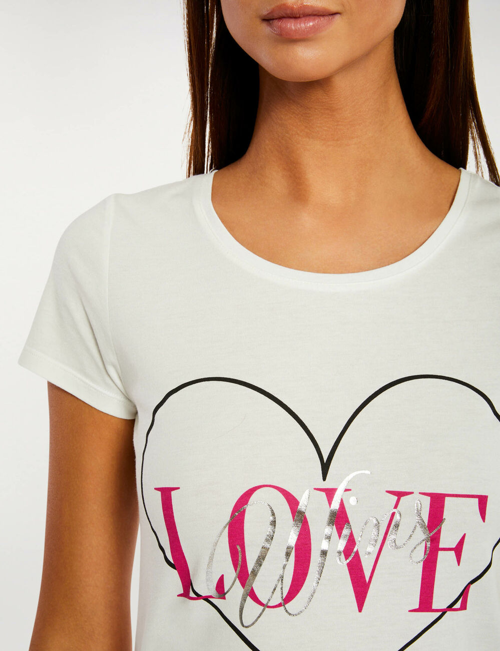 T-shirt manches courtes ecru femme
