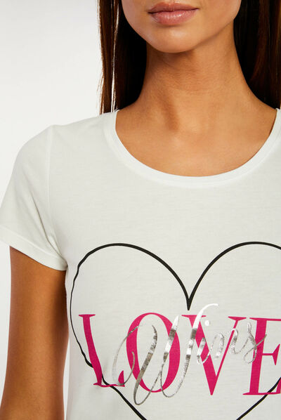 T-shirt manches courtes ecru femme