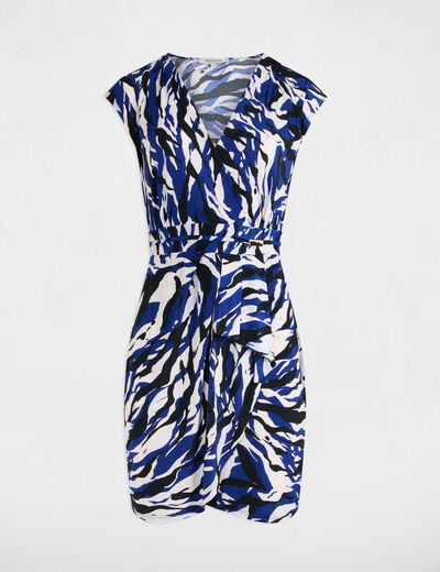Robe courte ajustée imprimée multicolore femme