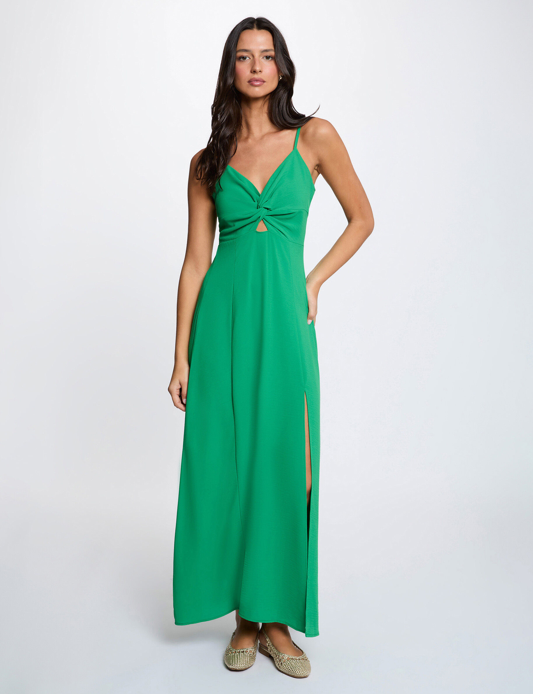 Robe longue droite fendue prairie femme